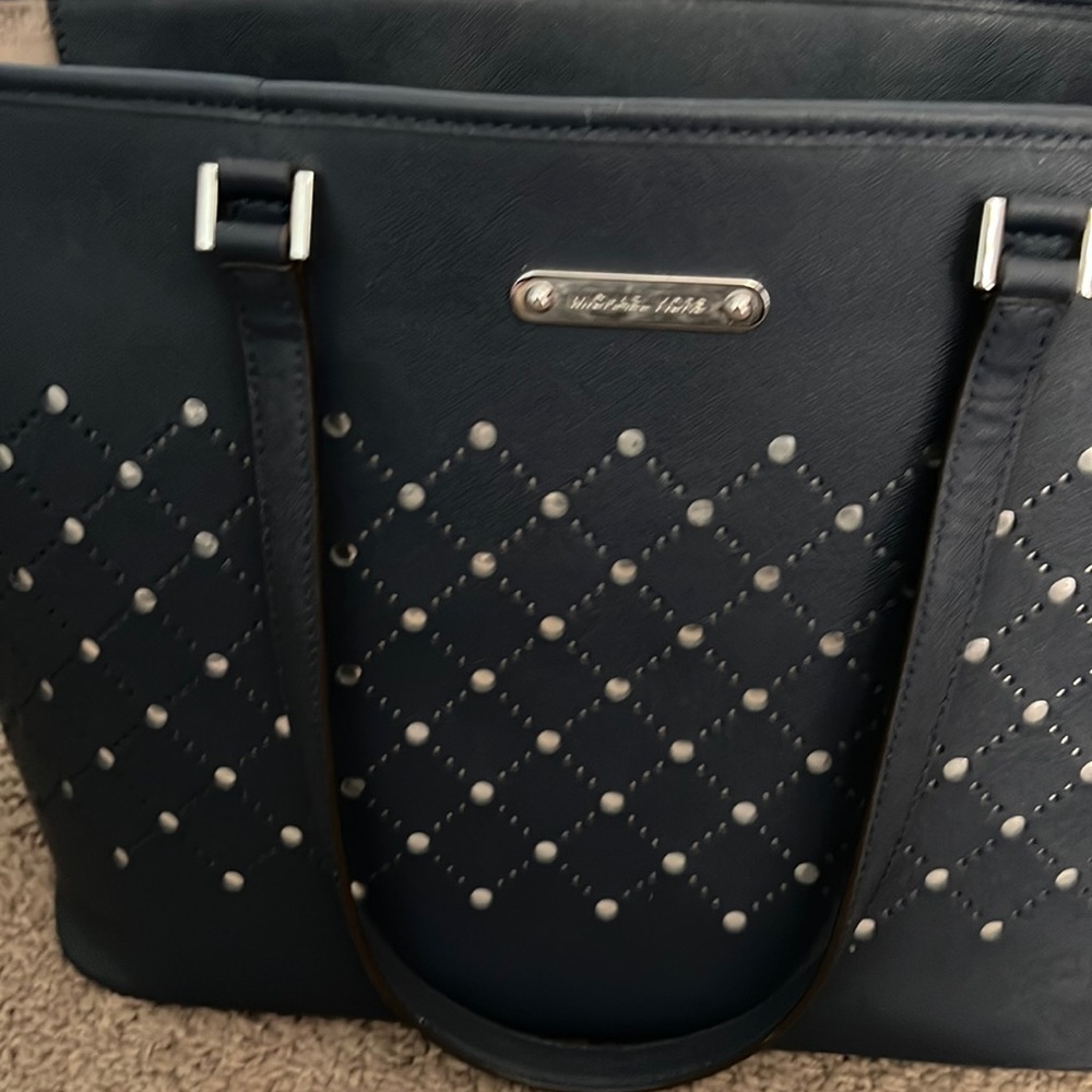 Navy and silver Michael Kors tote